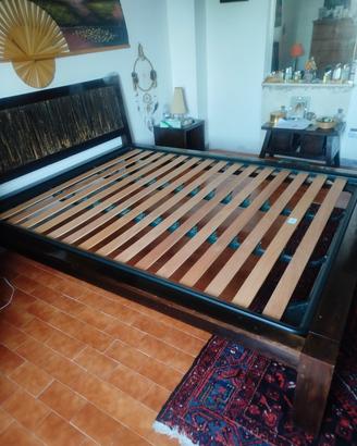 Letto etnico in teak con rete ortopedica 