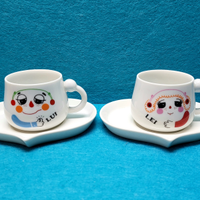 2 Tazzine con Piattini anni 90' Porcellana Lui Lei