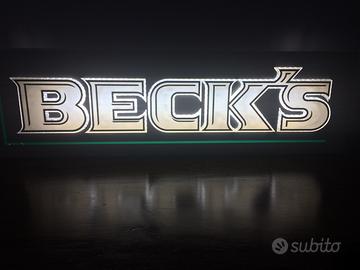 Enseigne Lumineuse Publicitaire Bière BECK'S - Neuf, Décoration Bar, Mur, Collection