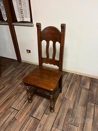 Set 6 sedie in legno massello stile rustico