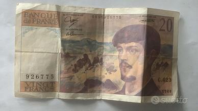 banconota 20 franchi francesi anno 1988