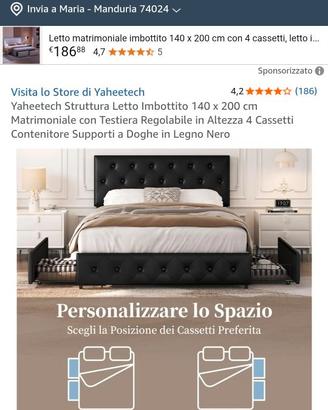 Letto contenitore cassetti