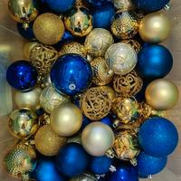 palline Natale blu e oro plastica