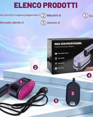 Ferro da Stiro Verticale 1200W a Vapore, LCD Touch