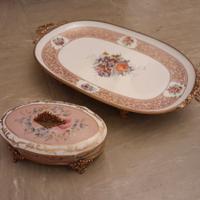 Antico vassoio e cofanetto porcellana limoges