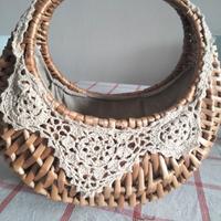 cesto in vimini nuovo con merletti e fodera 