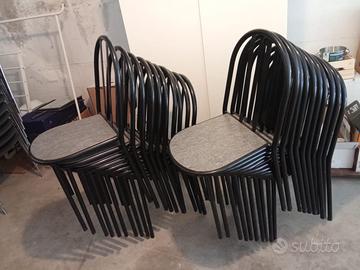 Sedie ferro con seduta in legno