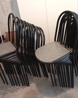 Sedie ferro con seduta in legno