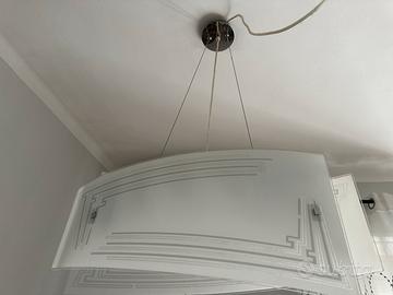 Lampadario a sospensione vetro curvo graniglia