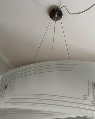 Lampadario a sospensione vetro curvo graniglia
