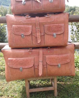 BORSONI VERA PELLE, ARTIGIANATO  100% cuoio chiaro