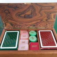 Scatola con carte da gioco e fiches Andrè Denis