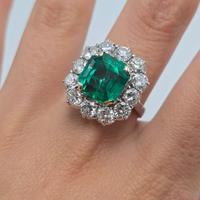 ANELLO ORO 7 CT SMERALDO 3 CT DIAMANTI 