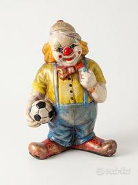 Salvadanaio vintage pagliacciocon palla da calcio
