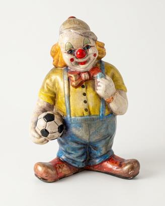 Salvadanaio vintage pagliacciocon palla da calcio