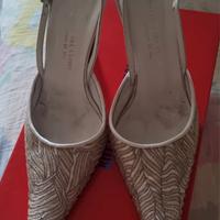 scarpe decolletè a punta con perline in vera pelle