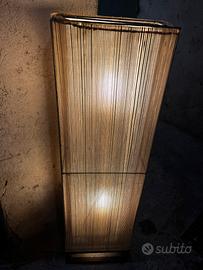 Lampada due punti luce legno/bambu/ferro battuto