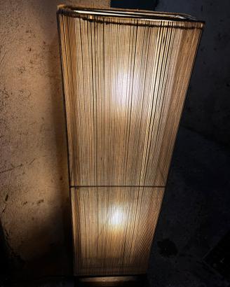 Lampada due punti luce legno/bambu/ferro battuto