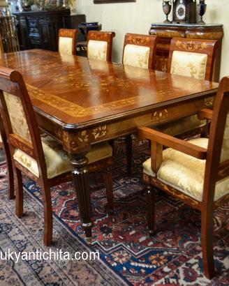 Tavolo pranzo stile inglese aperto fino a 328 cm