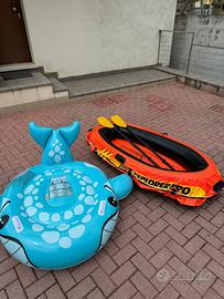 Gommone e balena gonfiabile