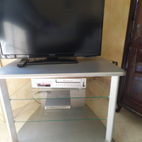 Porta TV con piani in cristallo