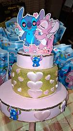 TORTA+SACCHETTI 40PZ DI Stitch O MINNIE  Compleann