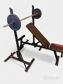 Panca domyos con cavaletti per bilanciere