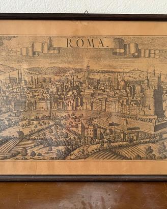 stampa veduta panoramica storica di Roma
