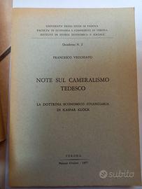 Note sul cameralismo tedesco klock Vecchiato 1977