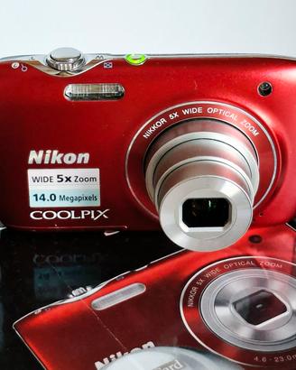 Nikon Coolpix S3100 rossa / completa / funzionante