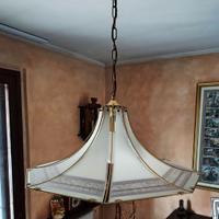 Lampadario Vintage a Pagoda - Vetro e Ottone