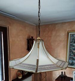 Lampadario Vintage a Pagoda - Vetro e Ottone