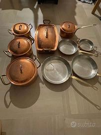 Set completo NUOVO pentole e padelle in rame.