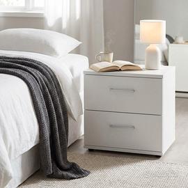 Comodino Moderno 2 Cassetti Bianco Salvaspazio