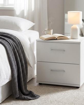 Comodino Moderno 2 Cassetti Bianco Salvaspazio