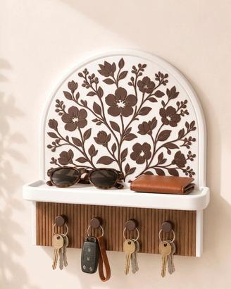 Portachiavi muro design floreale