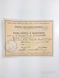 Tessera personale di riconoscimento 1930