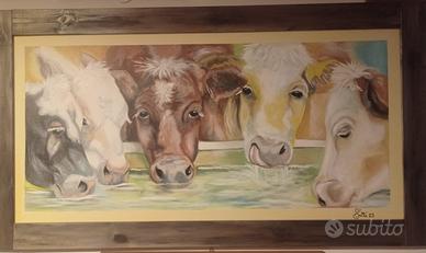 Quadro su tela acrilico Le Mucche