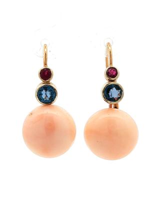 Orecchini con Corallo Rosa, Rubini e ZaffIri