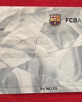 Biglietto partita Barcellona- Roma del 2002