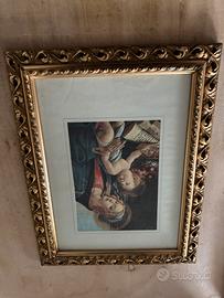 Quadro cornice in oro figura madonna con bimbo del