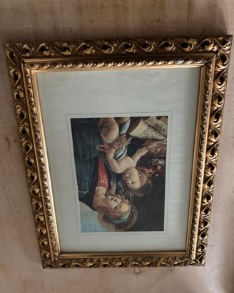 Quadro cornice in oro figura madonna con bimbo del