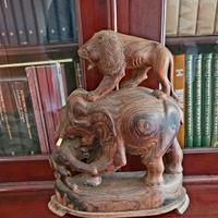 Scultura etnica africana Elefante Leone