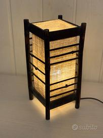 Lampada etnica legno e tessuto - Stile Orientale