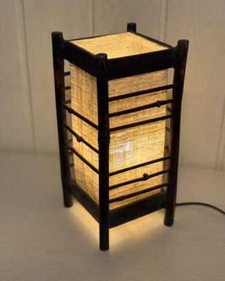 Lampada etnica legno e tessuto - Stile Orientale