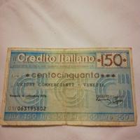 Miniassegno Credito Italiano di lire 150 del 1976