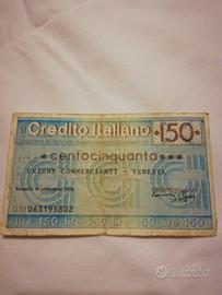 Miniassegno Credito Italiano di lire 150 del 1976