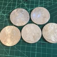 LOTTO 5 MONETE ARGENTO TALLERO CONVENZIONE GR 140