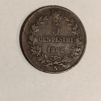 2 monete di Vittorio Emanuele II° anno 1862