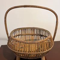 Gramde cesto bambu o vimini anni 60